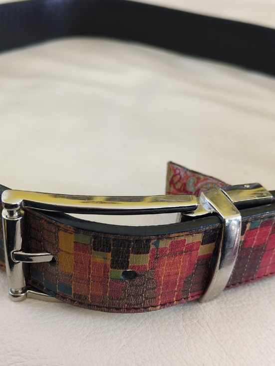 Robert Graham Other - Robert Graham Colorful Mosaic, Reversable Leather Belt with Silver Hardware